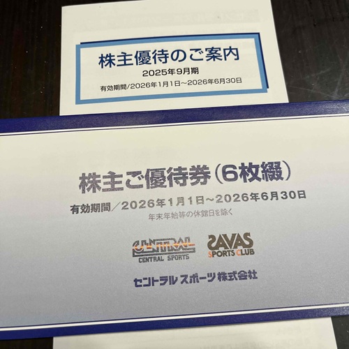 セントラルスポーツの株主優待の写真